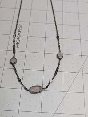Kendra Scott Gunmetal Necklace with Rose Colored Stones